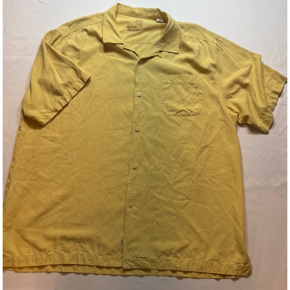 Tommy Bahama Button Down Shirt Mens XL Yellow Original Fit Camp Pocket T312827‎